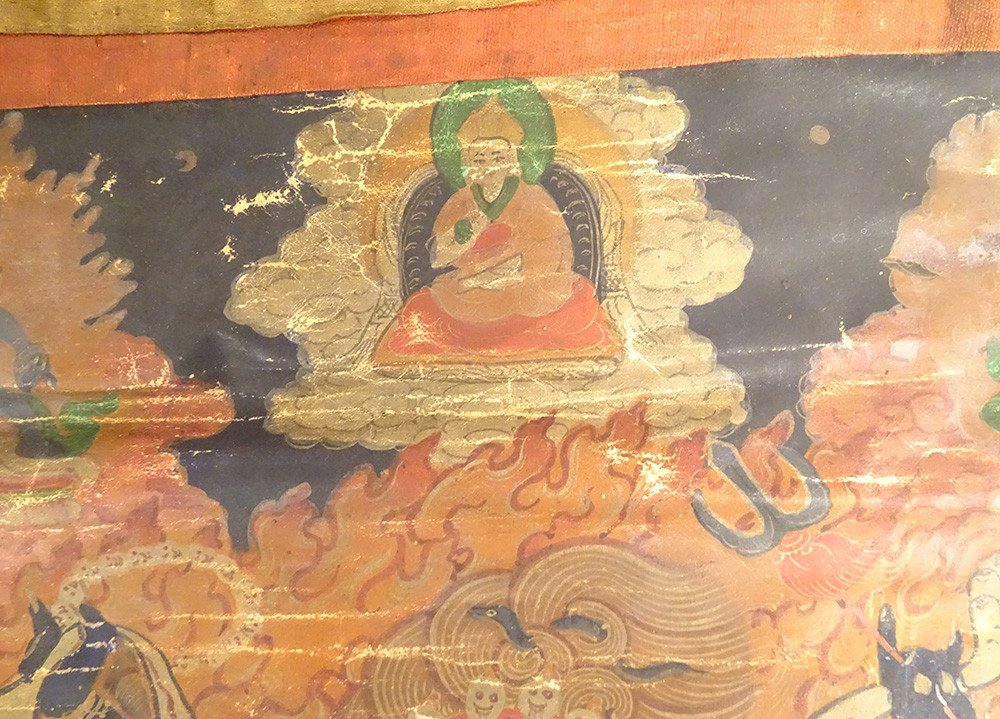 Thangka Tibétain Peinture Bouddhiste Mahakala 6 Bras Dharmapala Tibet 18è-photo-5