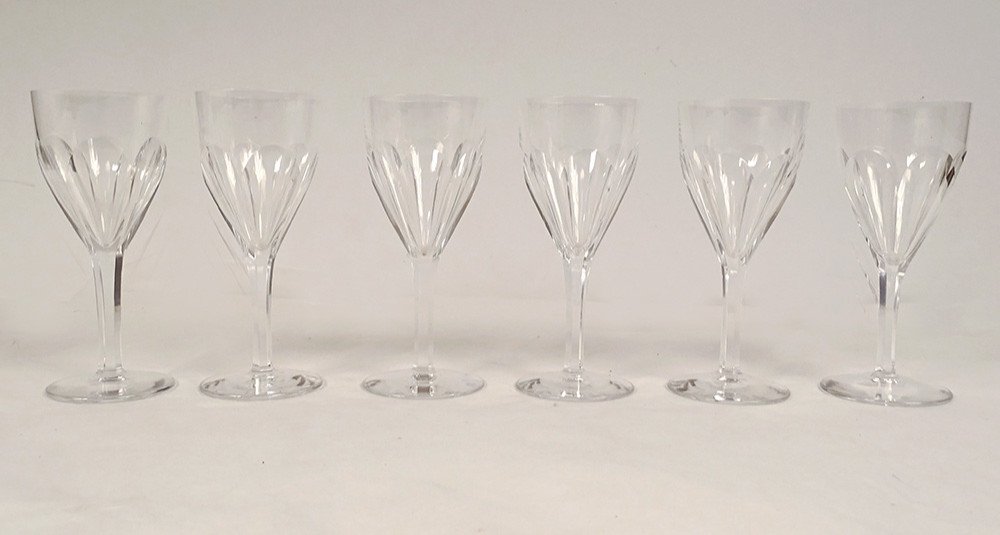 6 Verres à Apéritif Porto Cristal Taillé Saint-Louis Modèle Bristol XXème