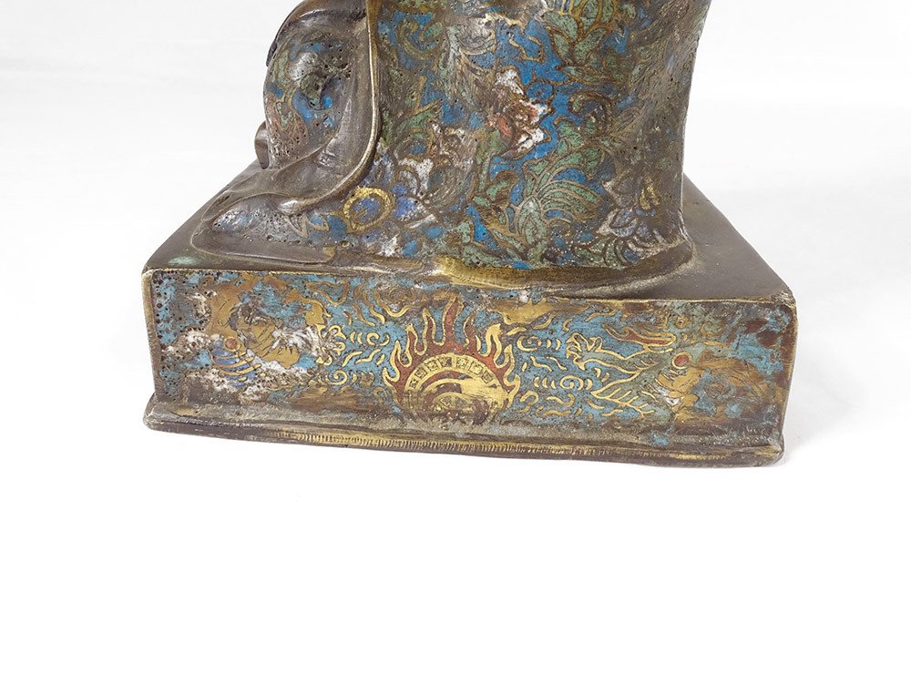 Bronze Sculpture Cloisonné Enamels Seated Wise Man Japan 19th Century-photo-7