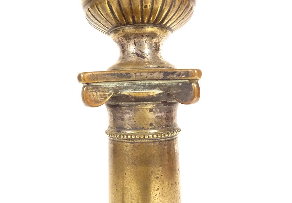 Pair Of Louis XVI Candlesticks Bronze Flambeaux Column Ionic Capital 18th Century-photo-1