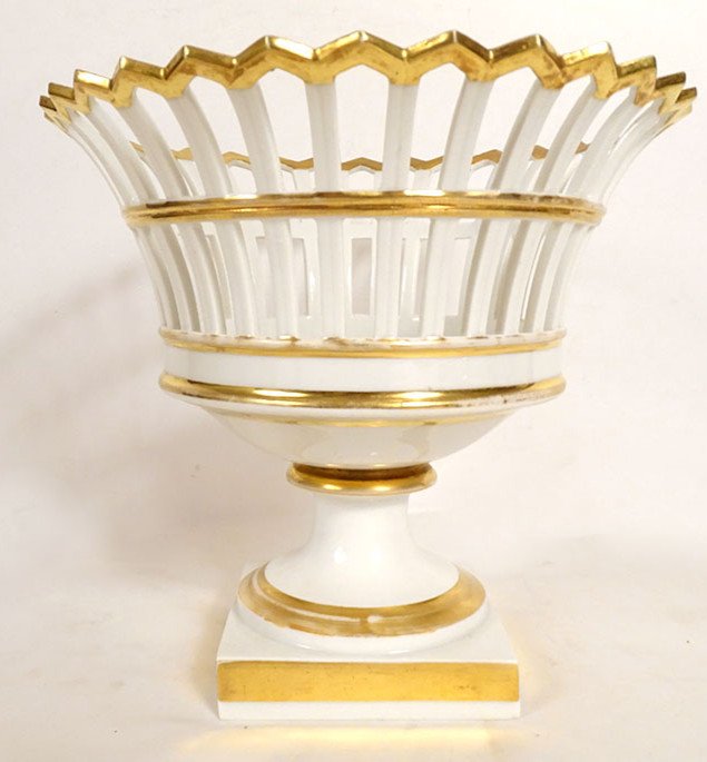 Porcelain Paris Openwork Gilding Empire Centerpiece Basket Cup 19th Century