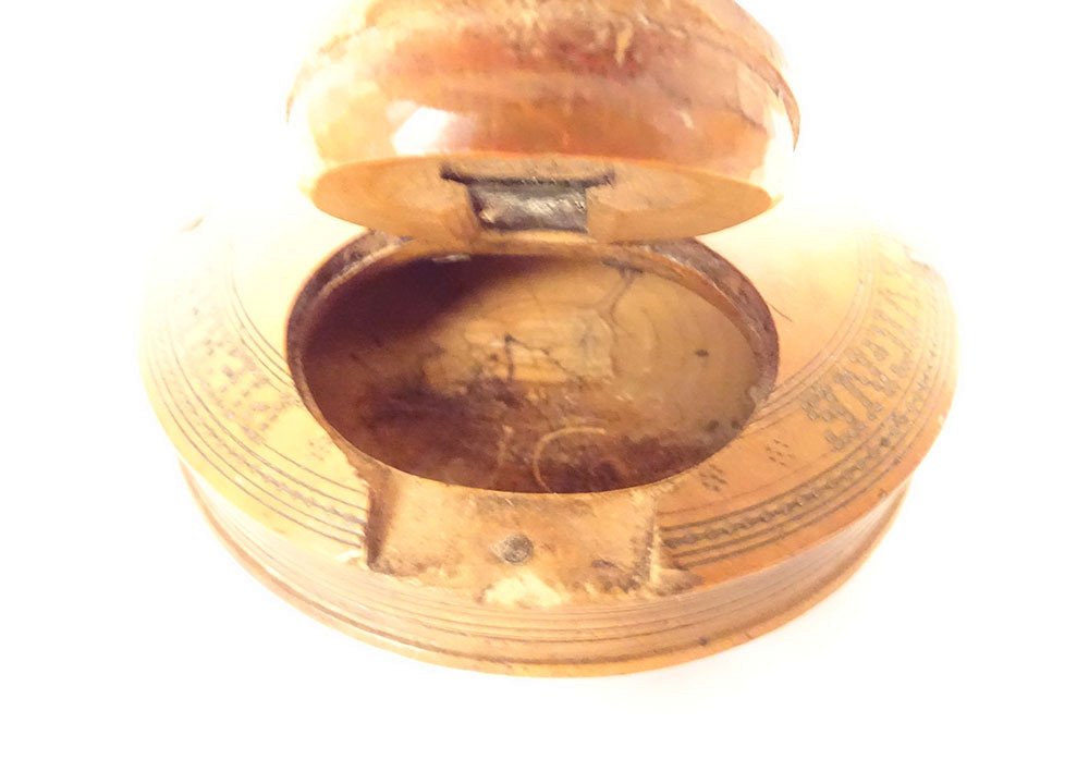 Lenticular Snuffbox Boxwood Stone Raye Sellier Vieillevigne 1868 19th Century-photo-2