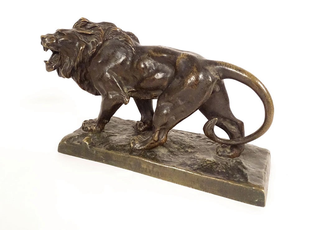 Sculpture Bronze Hippolyte Marius Galy Lion Rugissant Animalier XIXè Siècle-photo-2