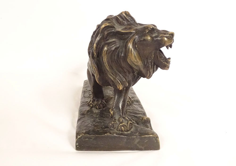 Sculpture Bronze Hippolyte Marius Galy Lion Rugissant Animalier XIXè Siècle-photo-3