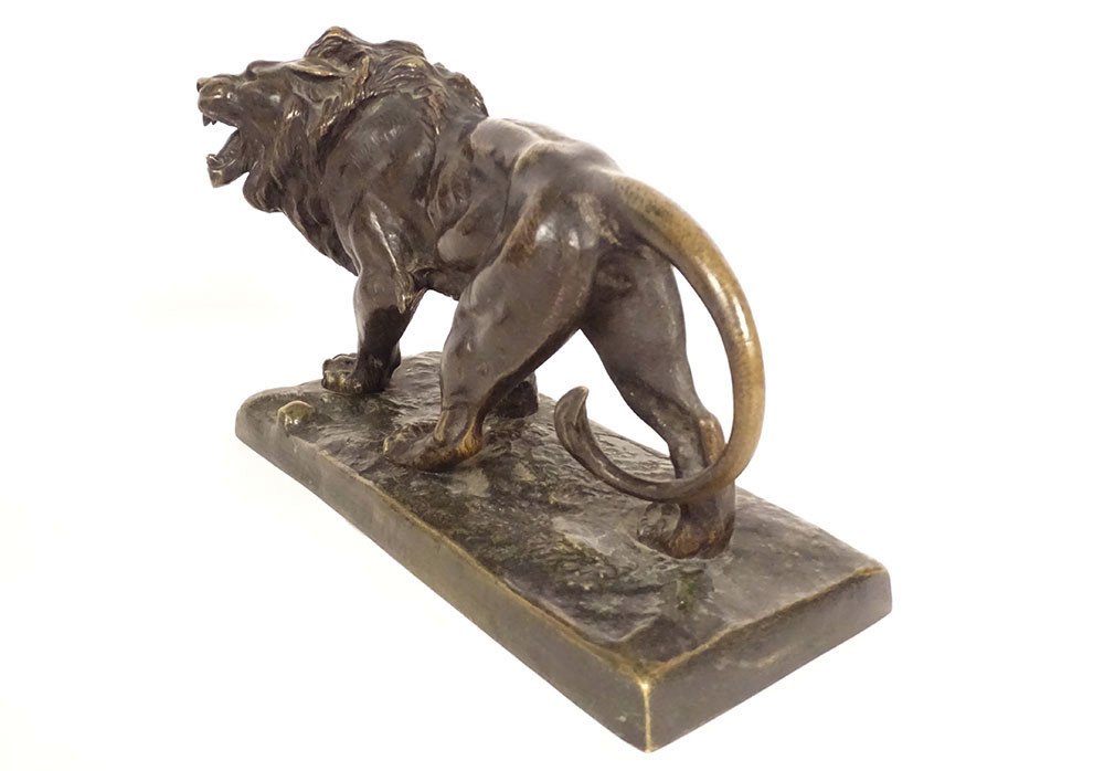 Sculpture Bronze Hippolyte Marius Galy Lion Rugissant Animalier XIXè Siècle-photo-2