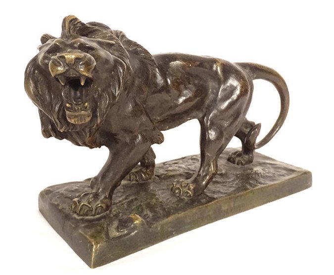 Sculpture Bronze Hippolyte Marius Galy Lion Rugissant Animalier XIXè Siècle