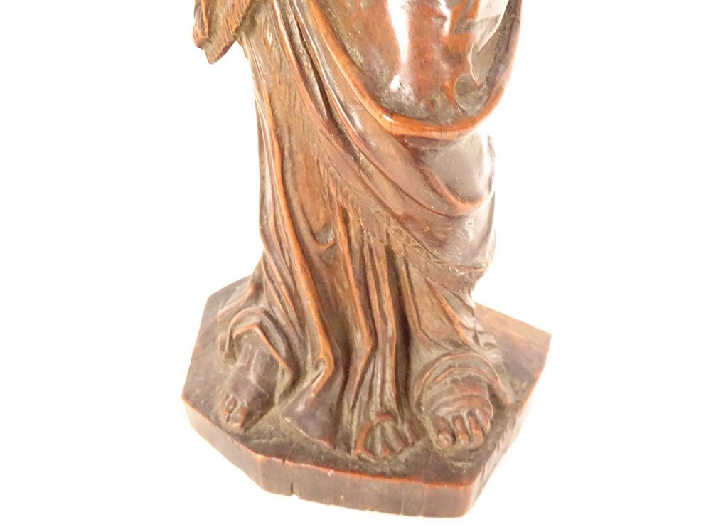 Sculpture Statue Virgin And Child Jesus Carved Boxwood 40cm Late 18th Century-photo-3