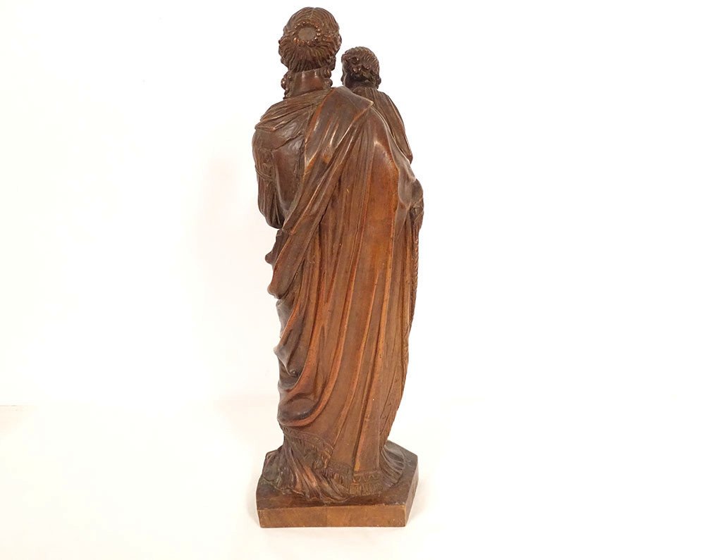 Sculpture Statue Virgin And Child Jesus Carved Boxwood 40cm Late 18th Century-photo-6