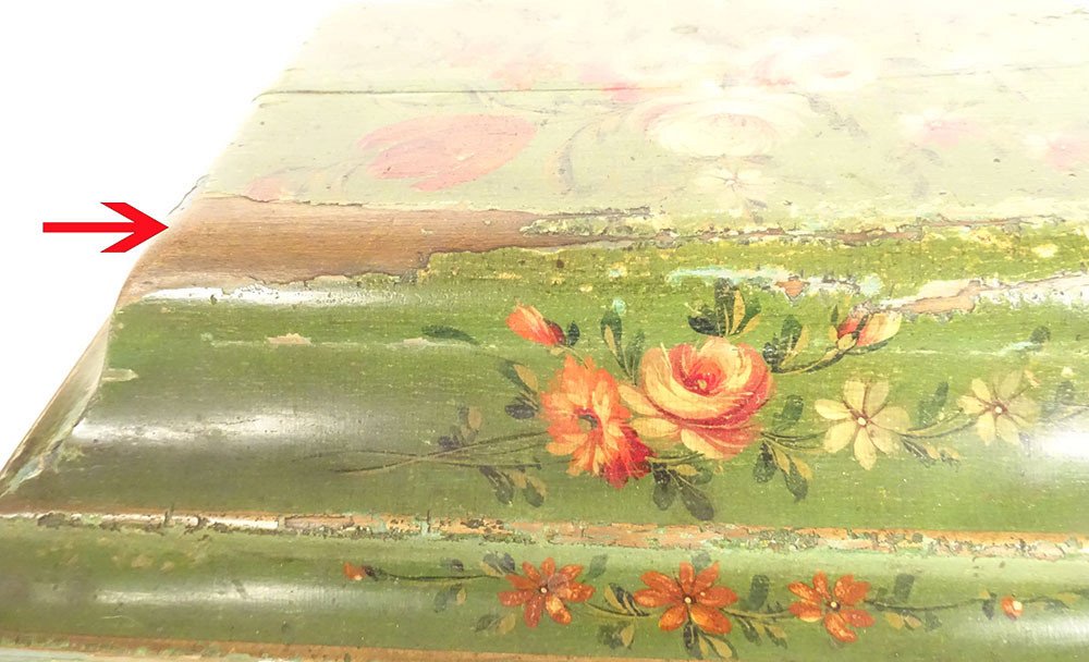 Martin Lacquered Wood Wig Box With Flowers Bouquets, Late 18th Century-photo-4