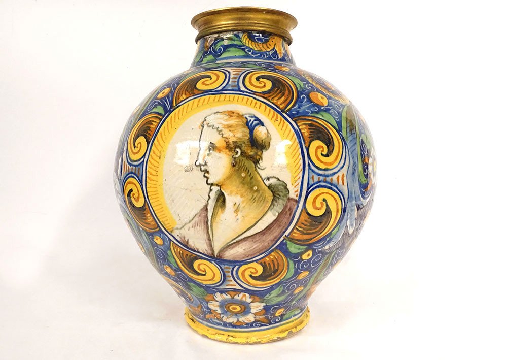 Large Majolica Vase Portraits Soldier Maestro Domenico Venice Italy XVIth-photo-2