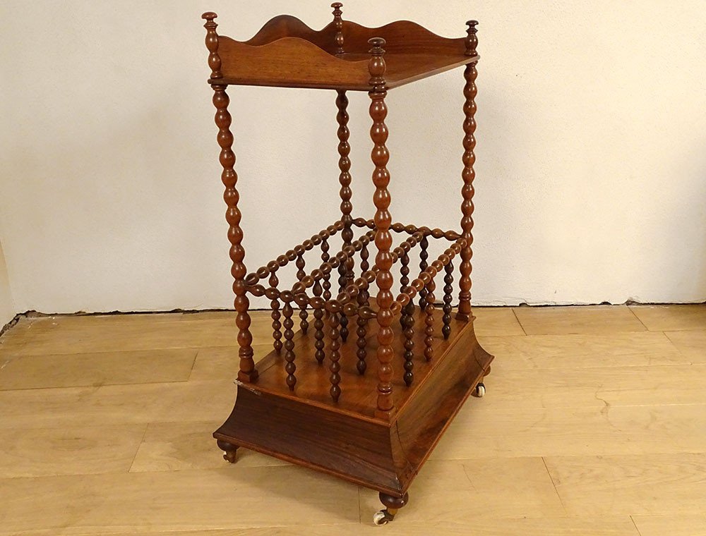 Music Cabinet Sheet Music Magazine Rack Canterbury Mahogany Serving Trolley 19th Century-photo-3