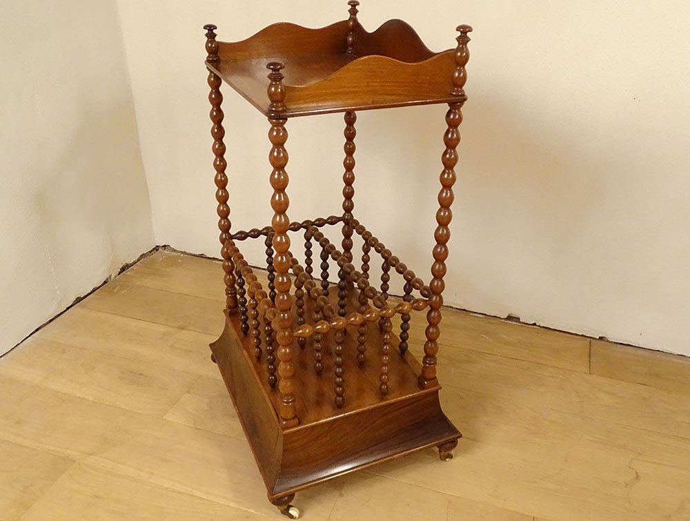 Music Cabinet Sheet Music Magazine Rack Canterbury Mahogany Serving Trolley 19th Century-photo-6