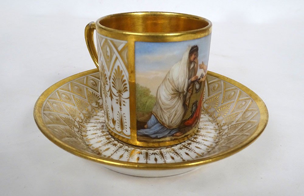 Tasse Litron Porcelaine Sèvres Bélisaire Aumône d'Ap. David Empire XIXème-photo-4