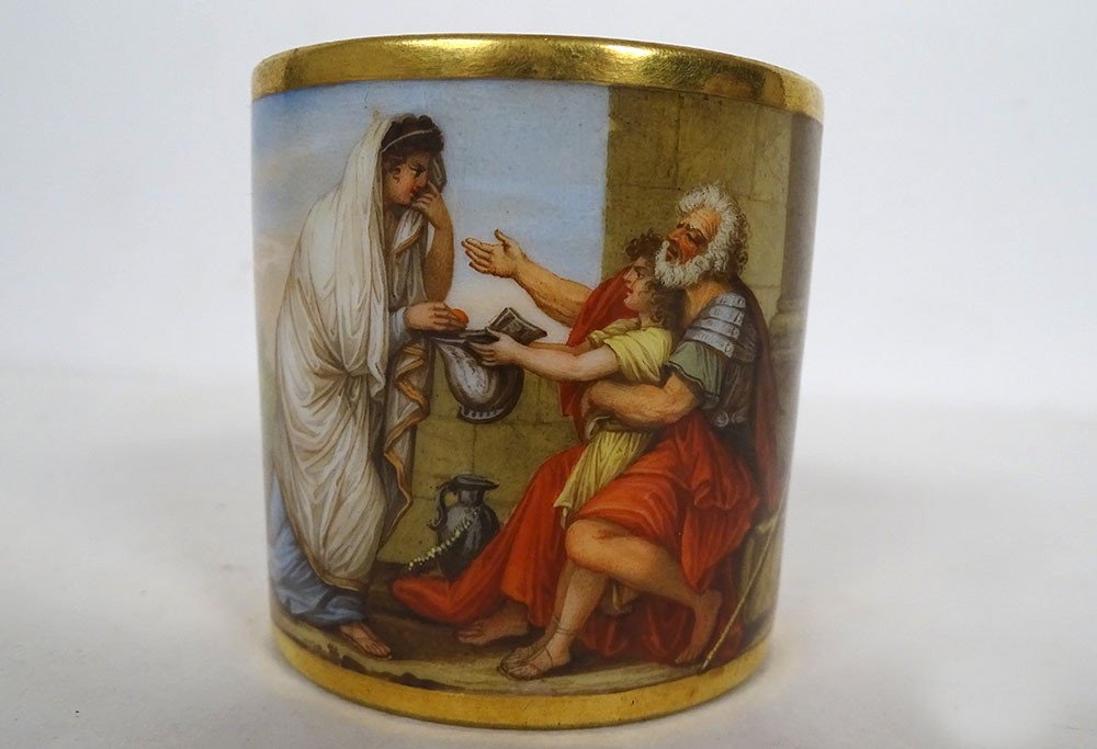 Tasse Litron Porcelaine Sèvres Bélisaire Aumône d'Ap. David Empire XIXème-photo-1