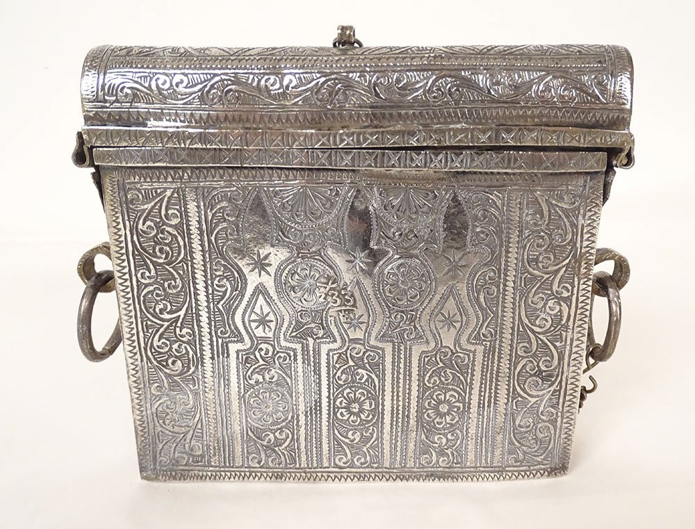 Moroccan Silver Quran Box Hegira 1333 Flowers Stars Morocco 370gr 20th Century-photo-3