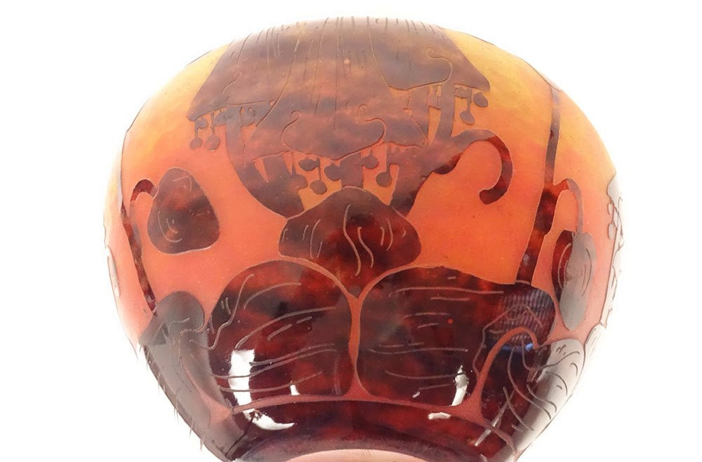 Petit Vase Boule Le Verre Français Schneider Campanules Pâte de Verre XXème-photo-2