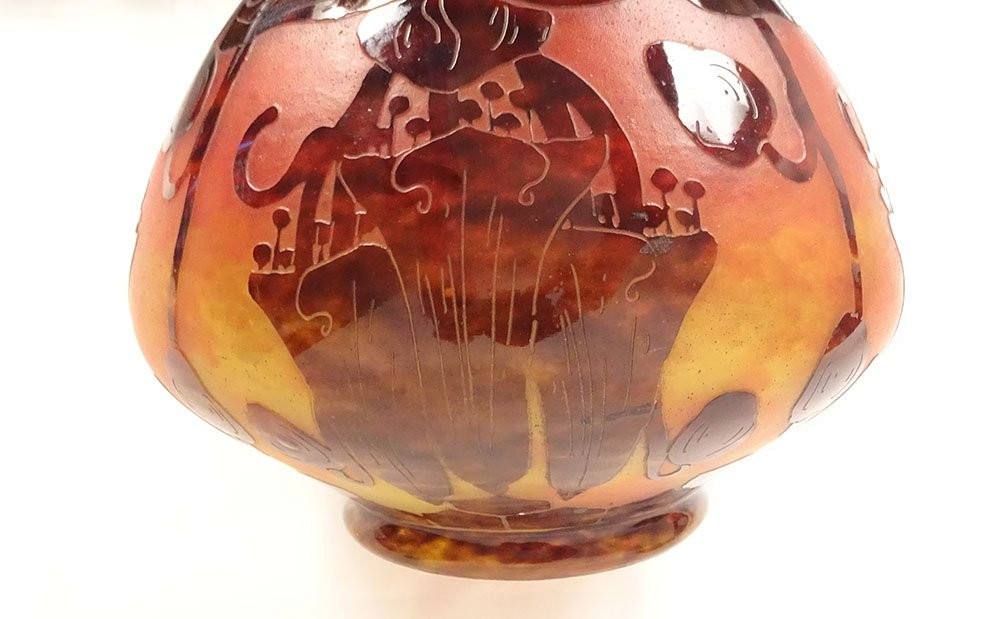 Petit Vase Boule Le Verre Français Schneider Campanules Pâte de Verre XXème-photo-3