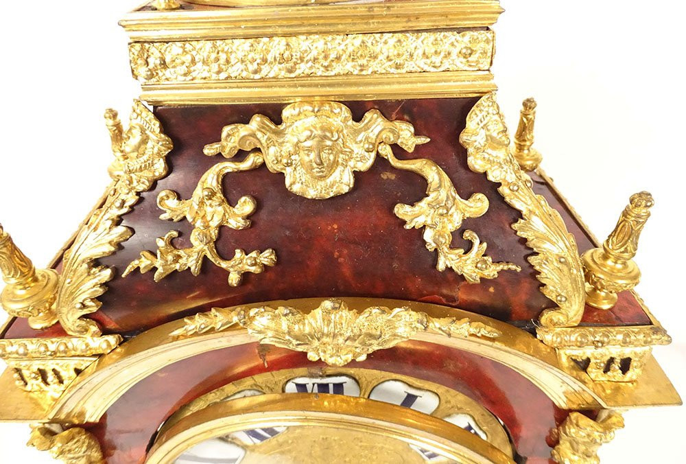 Louis XIV Cartel Boulle Marquetry Gilt Bronze Sicot-dujardin Putti 18th Century-photo-3