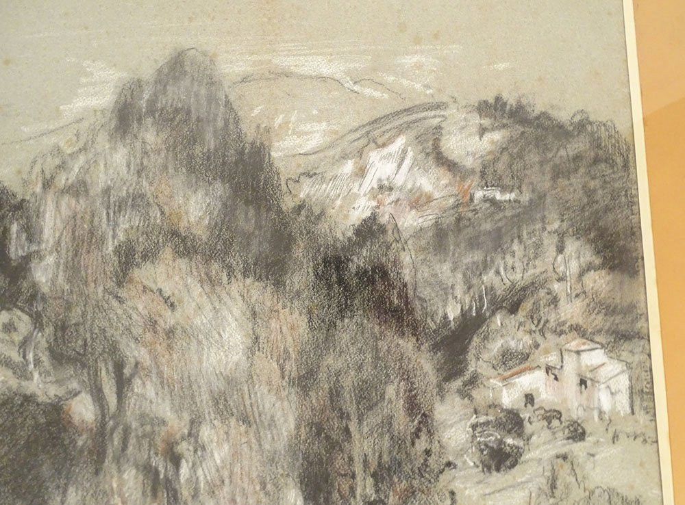Charcoal Drawing Henri Malançon Landscape Saint Paul De Vence Provence 1934 20th Century-photo-3
