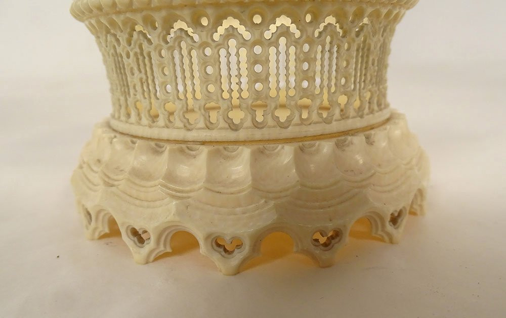 Baccarat Green Opaline Carafe Bottle Gilding Ivory Foot Dieppe 19th Century-photo-4