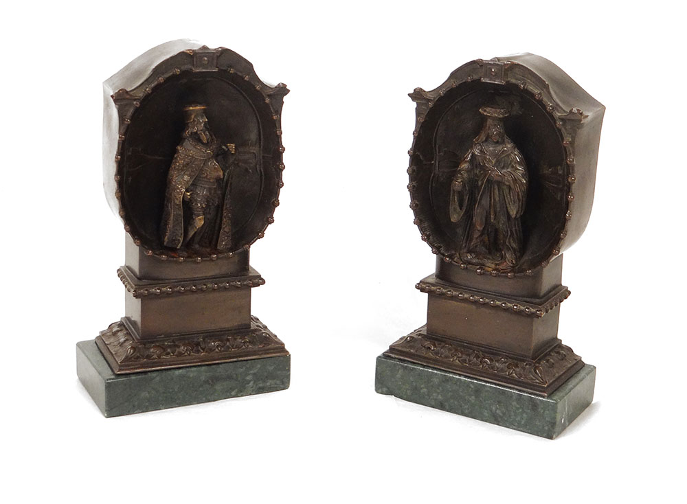Paire Sculptures Bronze Personnages Renaissance Alcôve Navigateurs XIXè