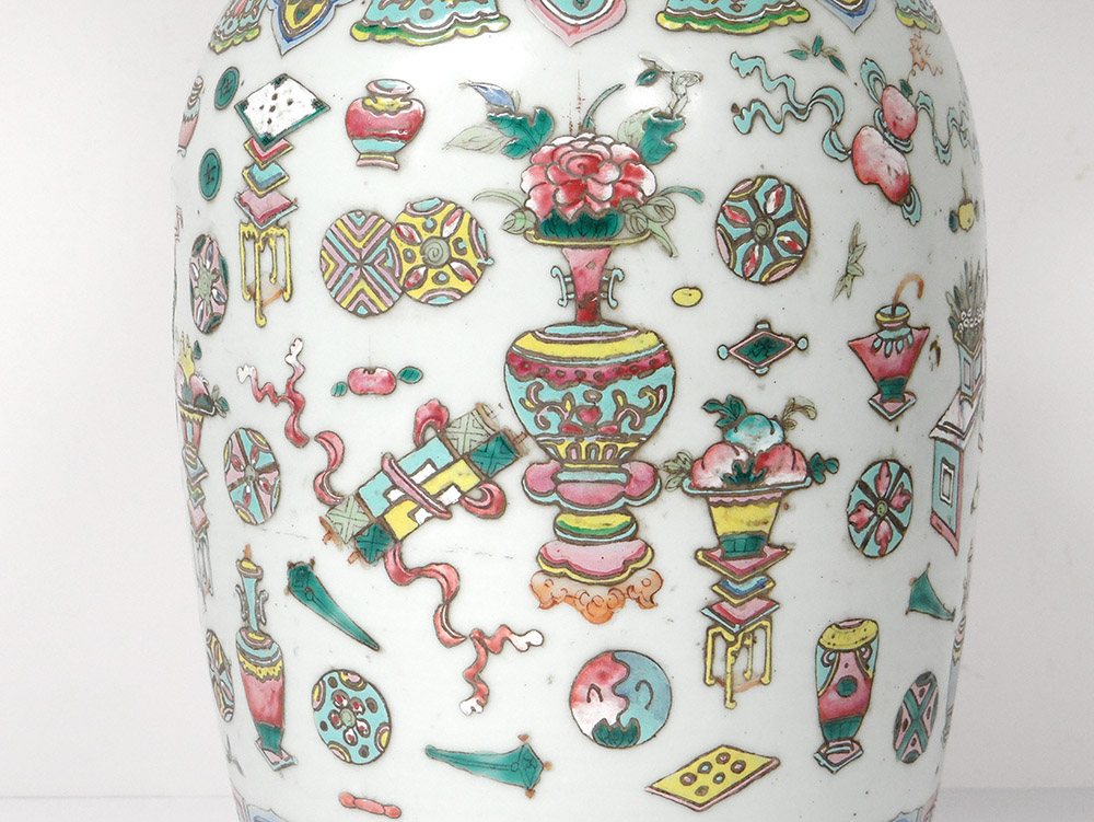 Large Vase Baluster Chinese Porcelain Vases Lamps Flowers China Signed 19th-photo-3