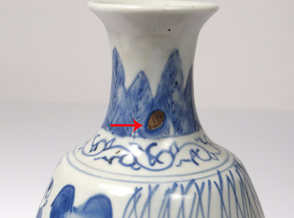 Small Porcelain Vase Chinese White-blue Characters Children Qianlong 18th-photo-3