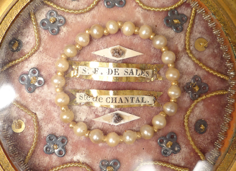 Reliquary Saint Francis Sales Chantal Beads Flowers Nineteenth Century-photo-3