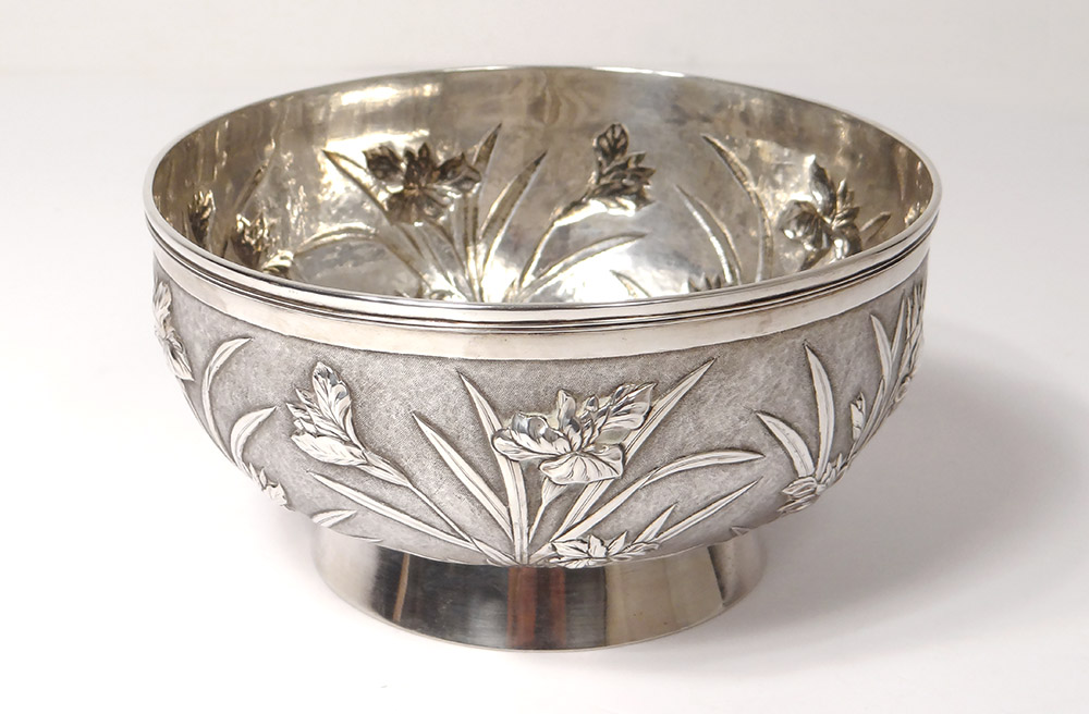 Bowl Cup Silver China Shanghai Woshing Flowers 393gr Nineteenth-photo-2