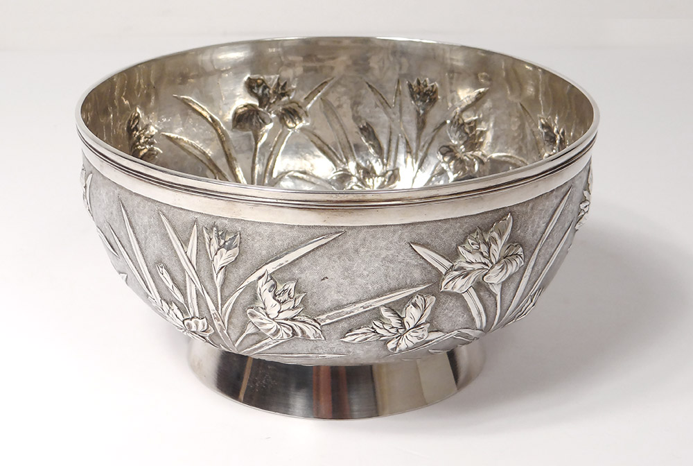 Bowl Cup Silver China Shanghai Woshing Flowers 393gr Nineteenth-photo-3