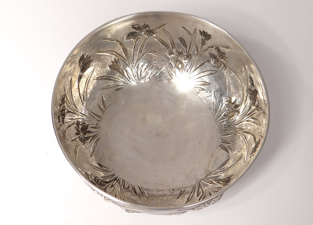 Bowl Cup Silver China Shanghai Woshing Flowers 393gr Nineteenth-photo-1