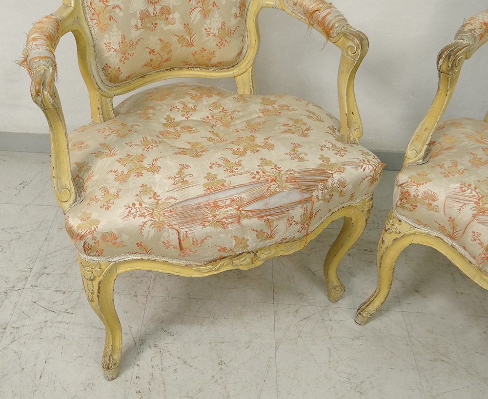 Pair Cabriolet Armchairs Louis XV Carved Wood Stamp Courtois XVIII-photo-3