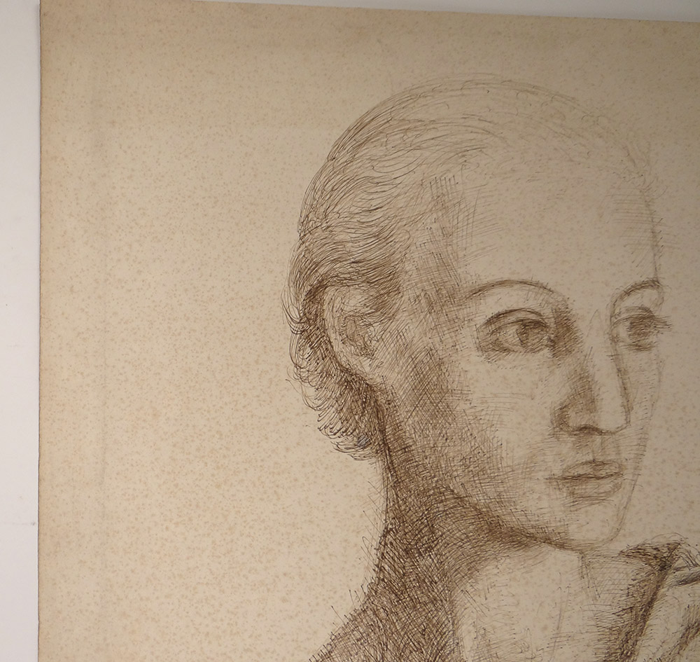 Drawing Ink Ernst Van Leyden Portrait Woman Karin Van Leyden Portret 1933-photo-4