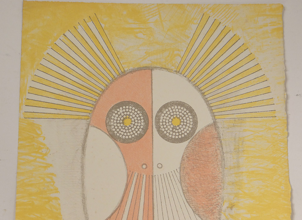 Lithography Colors Ernst Van Leyden Emaciated Owl 1967 Abstract Ea Ap-photo-2