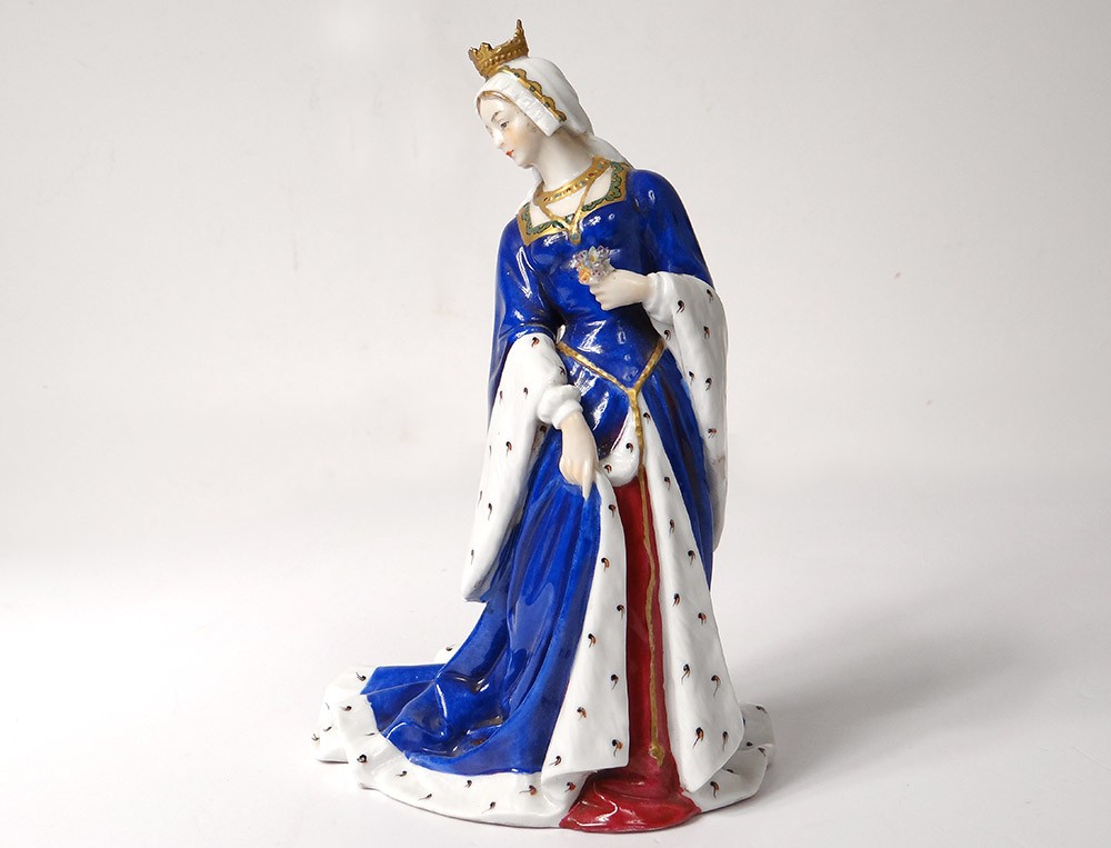 Statuette Porcelaine Allemande Passau Bavière Reine Moyen-age Couronne XIXè-photo-2