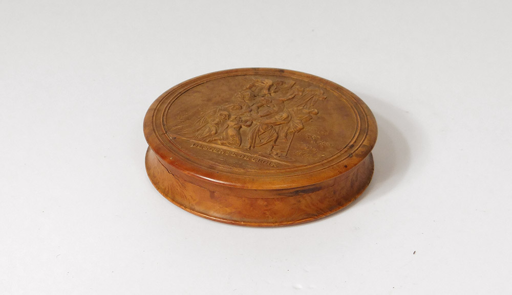 Round Box Carved Wood Descent From The Cross Deposition Christ Crucifix Nineteenth-photo-2