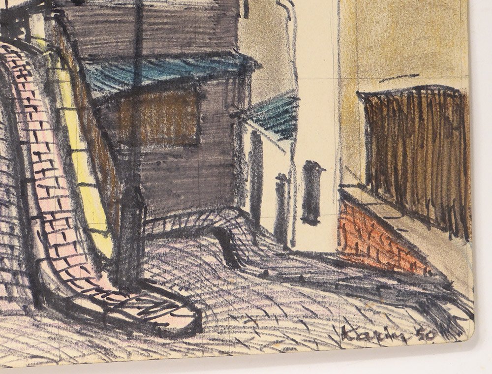 Pastel Drawing Karin Van Leyden View Paris Montmartre 1950 XXth-photo-2