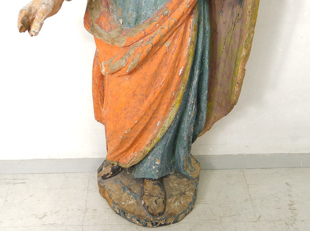 Statue Religieuse Bois Sculpté Polychrome Saint-just Beauvais Auxerre XVIIè-photo-3