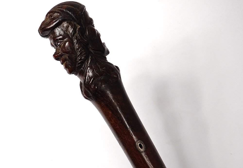 Carved Rosewood Cane Jean Laughs Crying Bordeaux Shipowner XVIIIth Century-photo-3