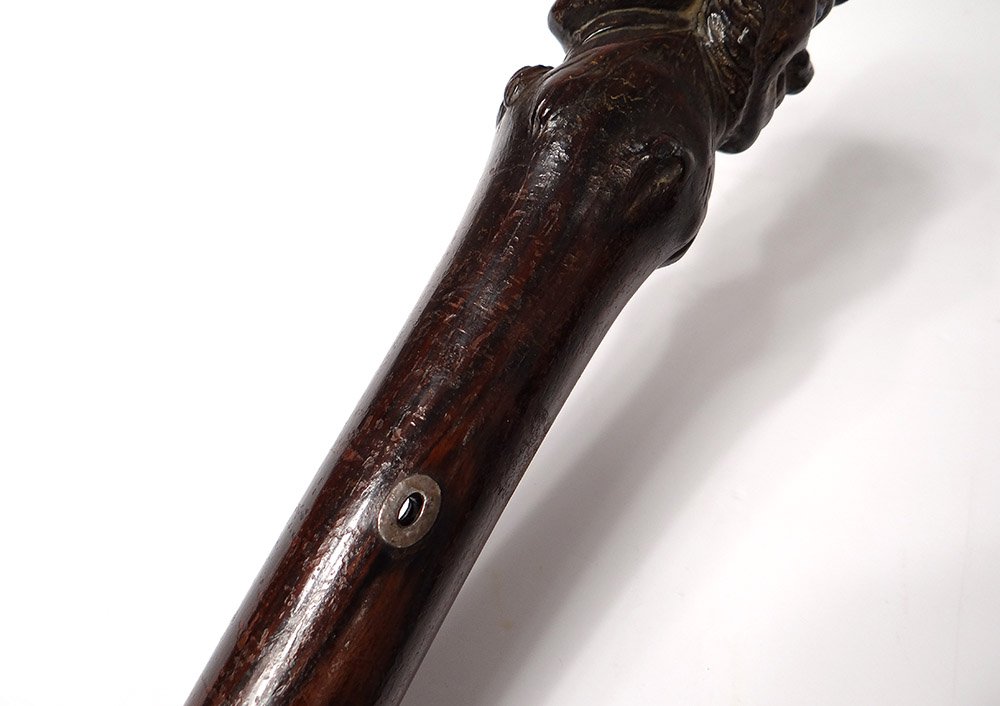 Carved Rosewood Cane Jean Laughs Crying Bordeaux Shipowner XVIIIth Century-photo-3