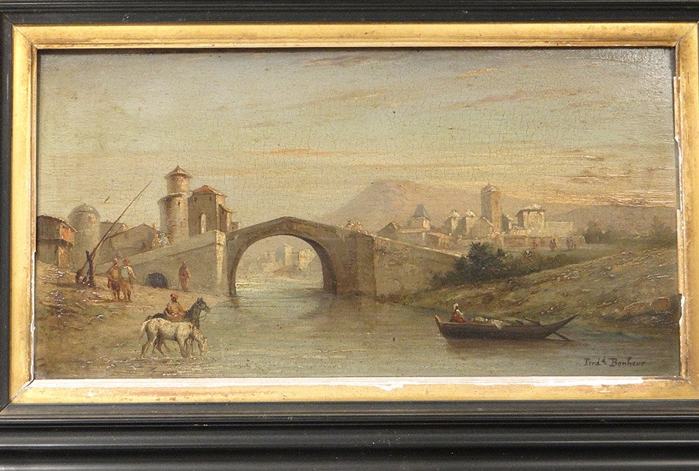 Hsp Orientalist Table Ferdinand Bonheur Oued Bridge Algeria Africa XIXth-photo-2