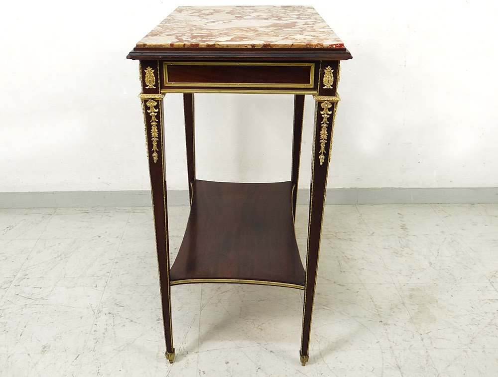 Petite Table De Salon Louis XVI Acajou Marbre Bronze Doré Wedgwood XIXème-photo-8