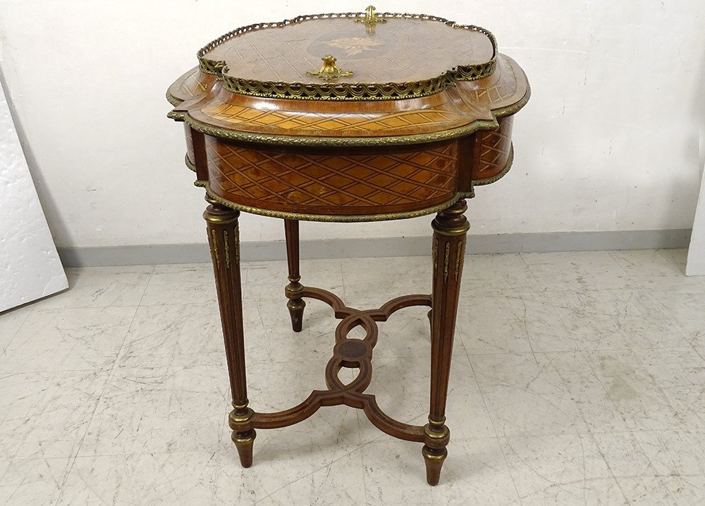 Table Planter Marquetry Instruments Music Bronze Napoleon III Nineteenth-photo-8