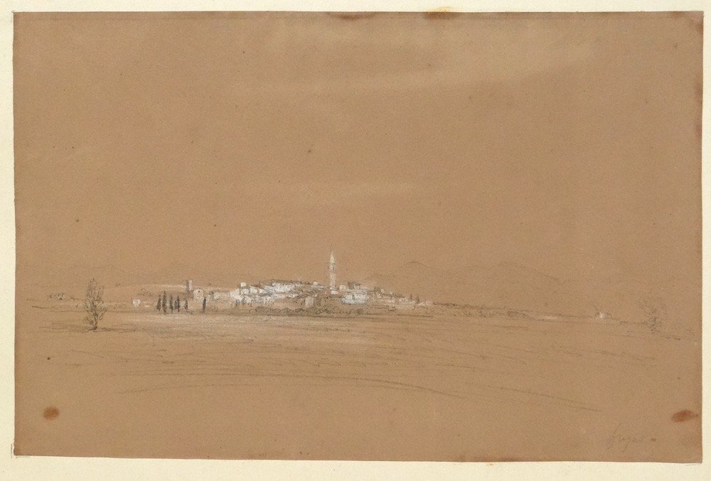 Dessins Théodore Gudin Paysage Fréjus église Campagne Méditerranéee XIXème