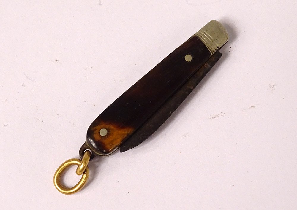 Small Pocket Knife Miniature Tortoiseshell XIXth Century-photo-2