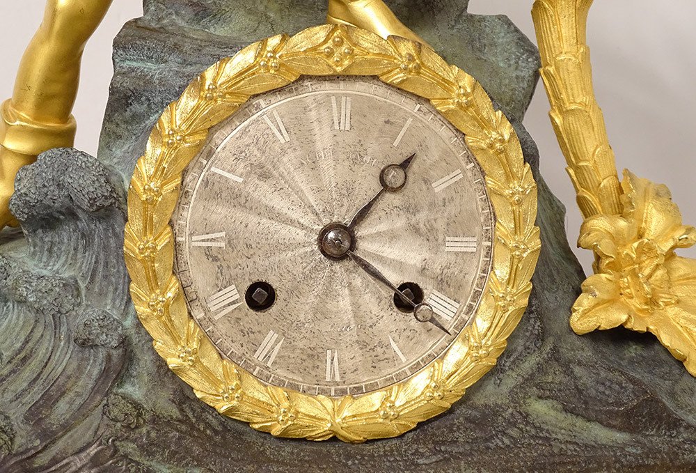 Restoration Clock Gilt Bronze Christopher Columbus America XIXth Century-photo-3