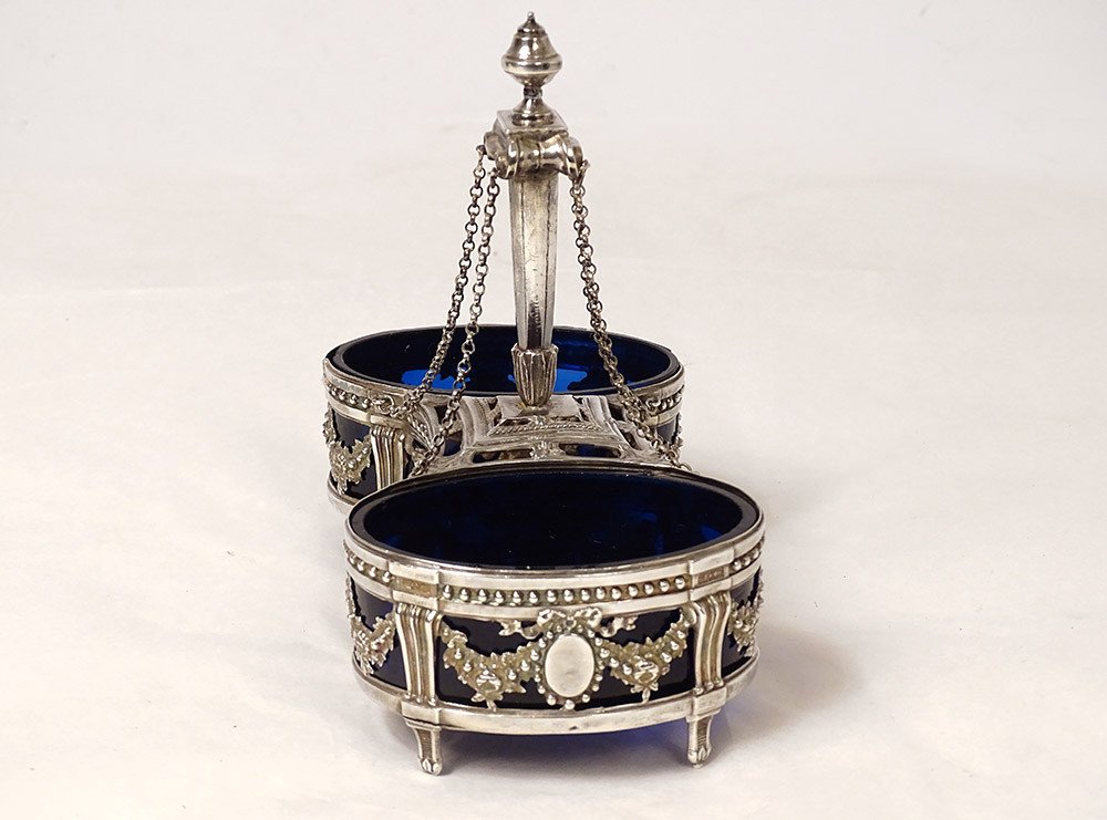 Saleron Double Louis XVI Salt Shaker Sterling Silver Farmers General XVIII-photo-2