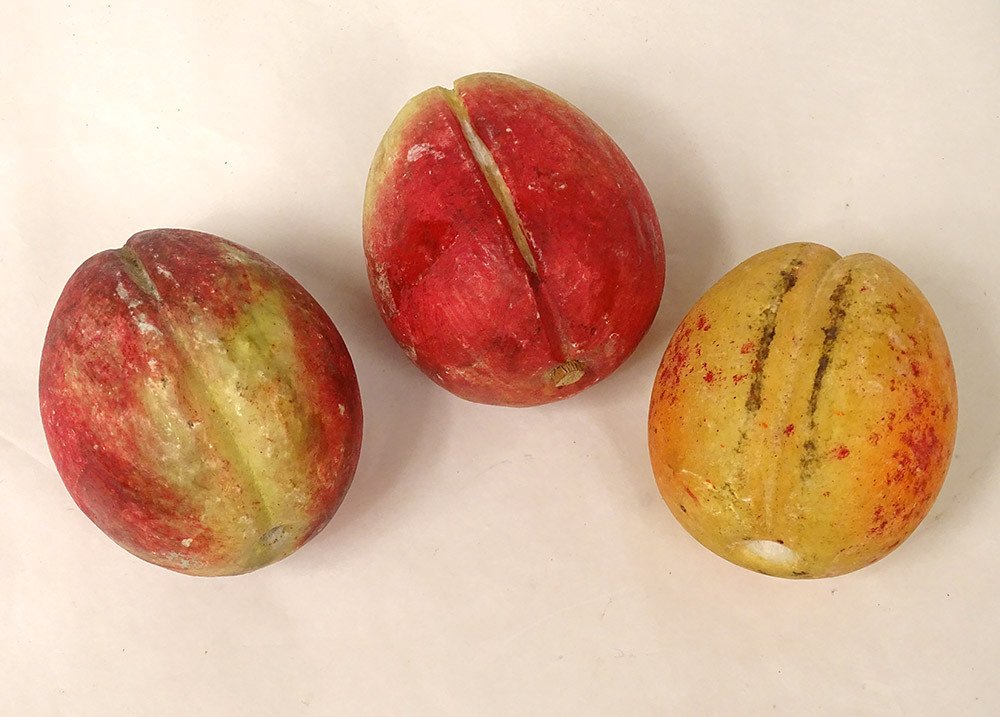 Set 21 Fruits Marble Carrara Polychrome Grapes Peaches Cherries XIXth-photo-5