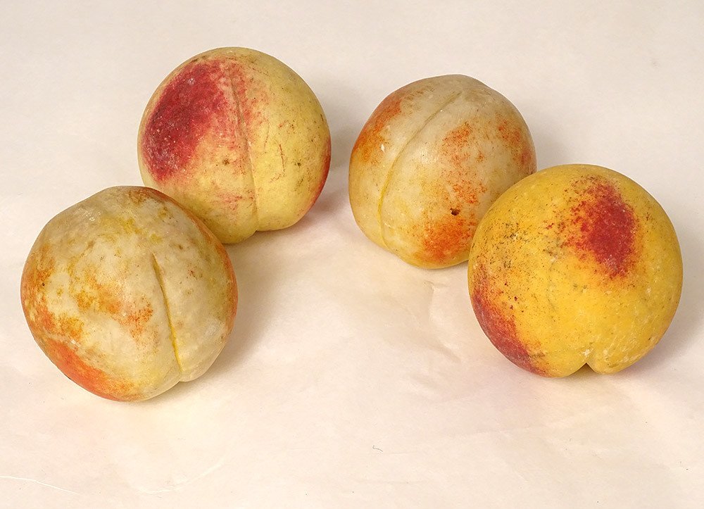 Set 21 Fruits Marble Carrara Polychrome Grapes Peaches Cherries XIXth-photo-7