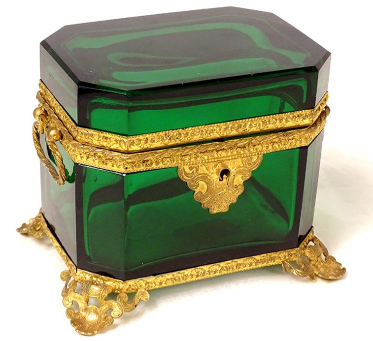 Colored Crystal Box Golden Brass Susse Frères Place Bourse Paris XIXth